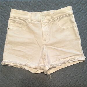Express White Jean Shorts with Distressed Hem